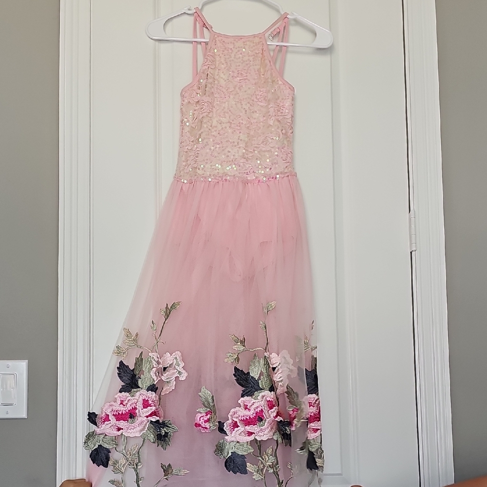 Weissman Pink Sparkly and Floral Dance Costume Dress